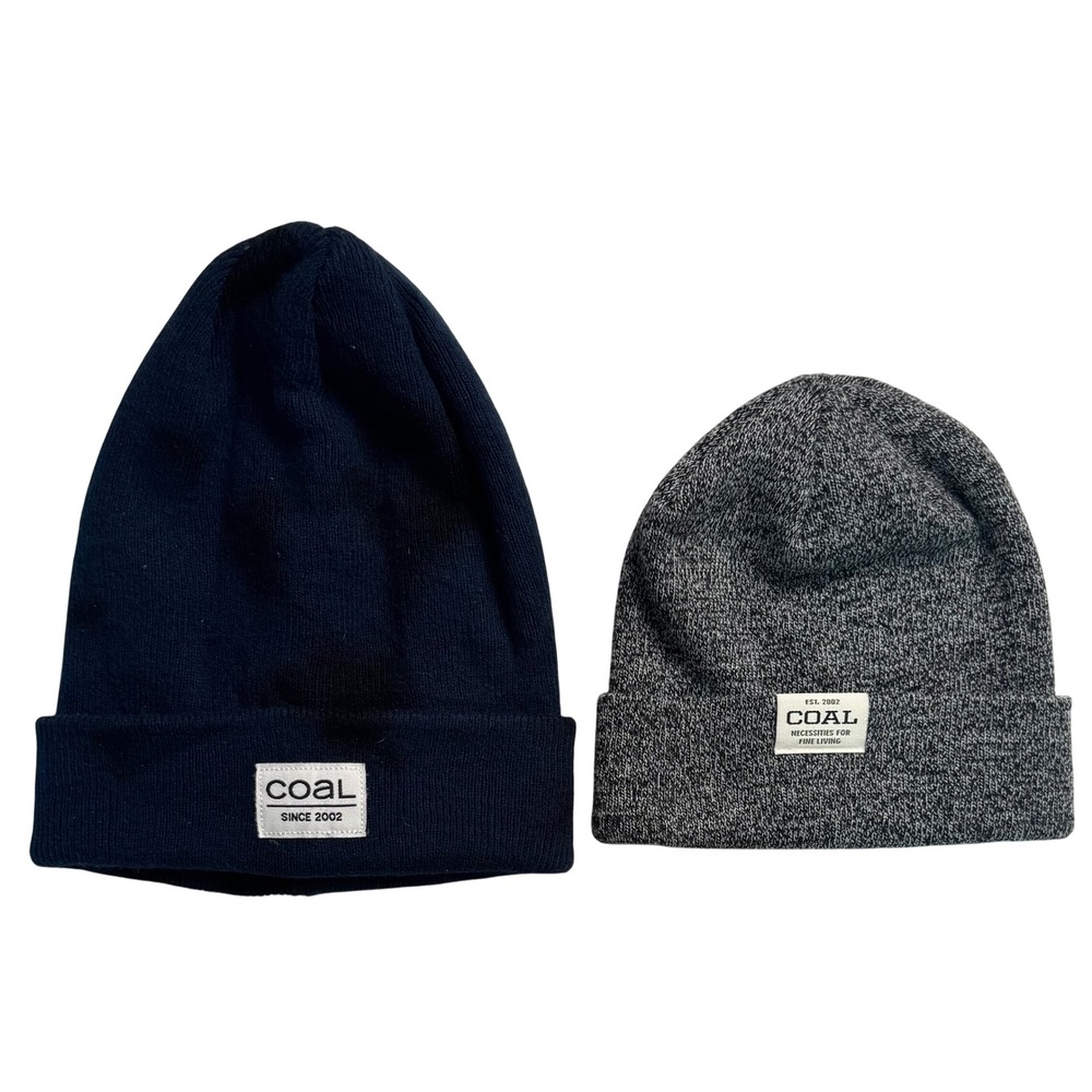 Coal‎ Headwear Beanie Bundle The Uniform Low Grey Marl and Navy Blue Knit Hats
